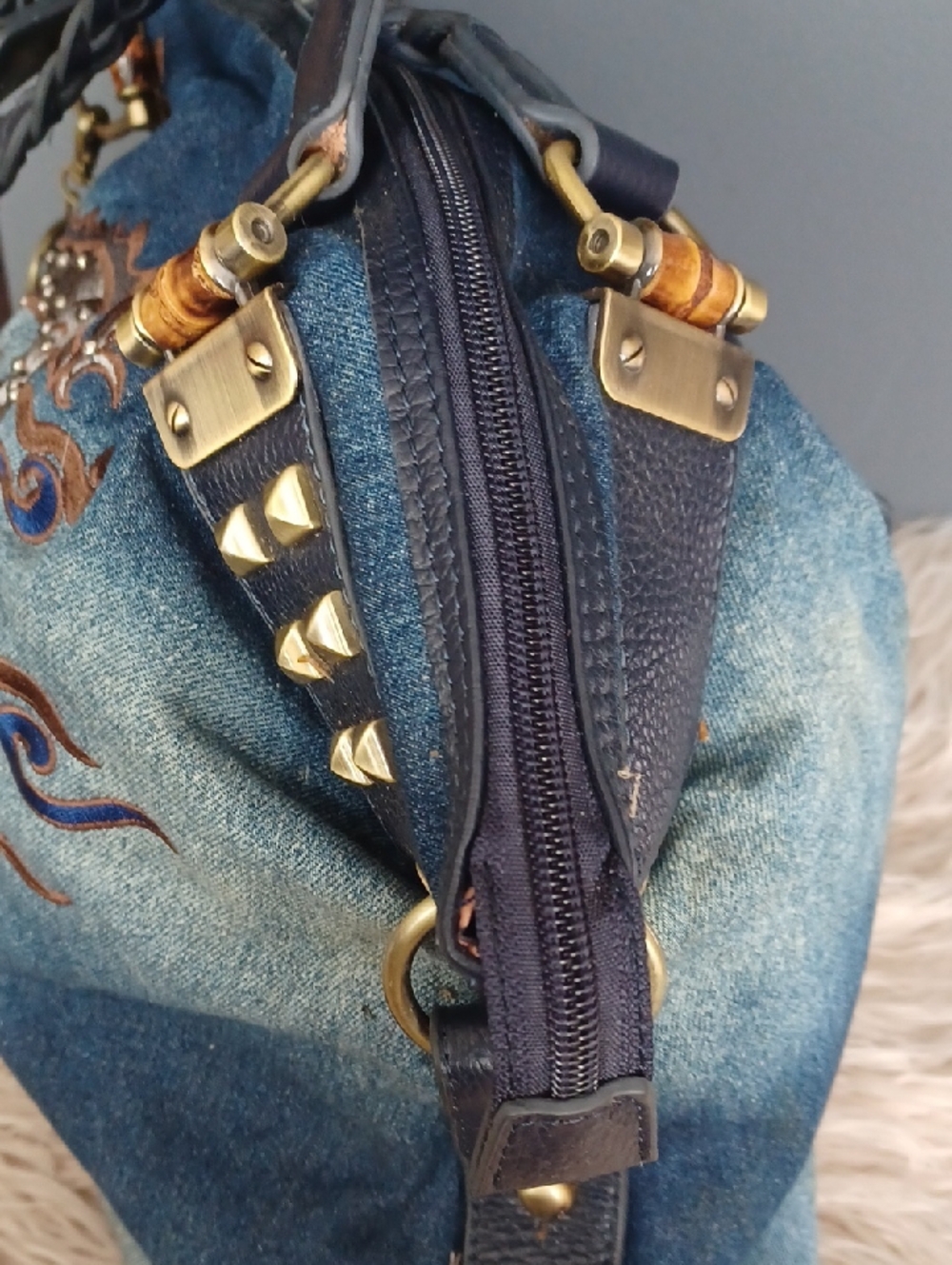 Y2K Denim Dragon Large Tote - Picture 5 of 16
